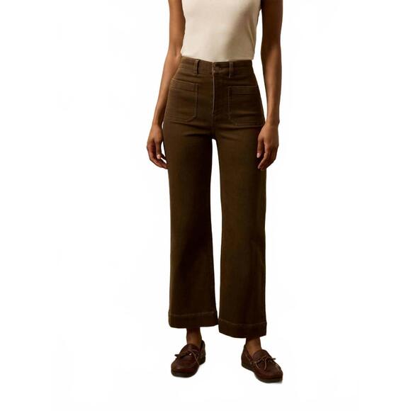 NEW FAHERTY stretch terry patch pocket ankle pant in walnut